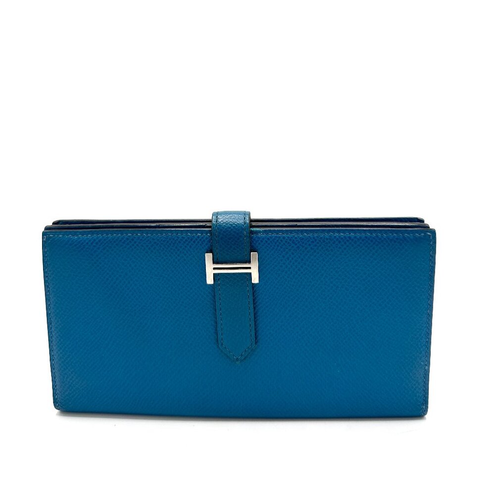 Hermes Blue Epsom SHW Bearn Wallet - Picture 1 of 8
